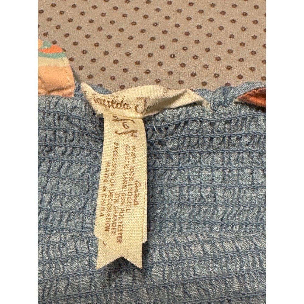 Matilda Jane Picnic In The Park Girls Blue Romper Smocked Lace Embroidery Size 6 - Picture 3 of 4